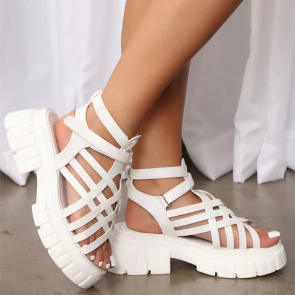 Chunky white sandals